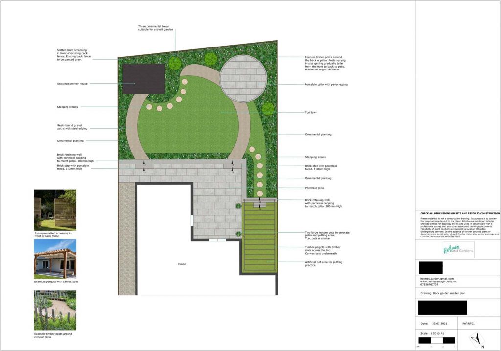 garden design plan for back garden with putting area